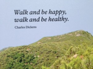Words for hikers from Charles Dickens posted along the trail to Marble Falls in Sequoia National Park.